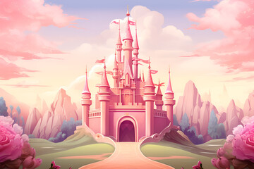 beautiful pink castle on background
Pink princess castle background
