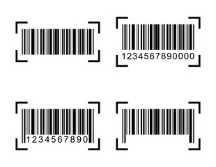 Set of Barcode vector icon. Bar code for web flat design. scanner illustration