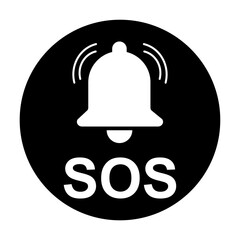 SOS help icon, safety support alert flat design, save vector illustration