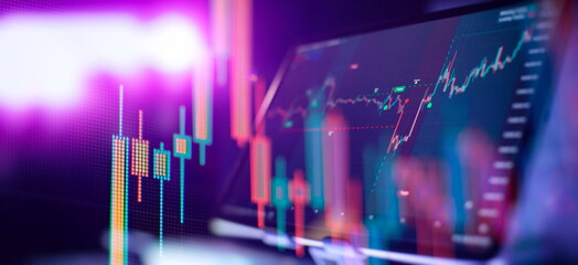 Working as an online trading broker from home. Internet work . Businessman analyzes