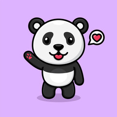 Obraz premium cute cartoon panda, saying hello.
