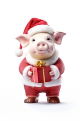 Obraz premium AI maialino che porta i doni vestito come Babbo Natale 03