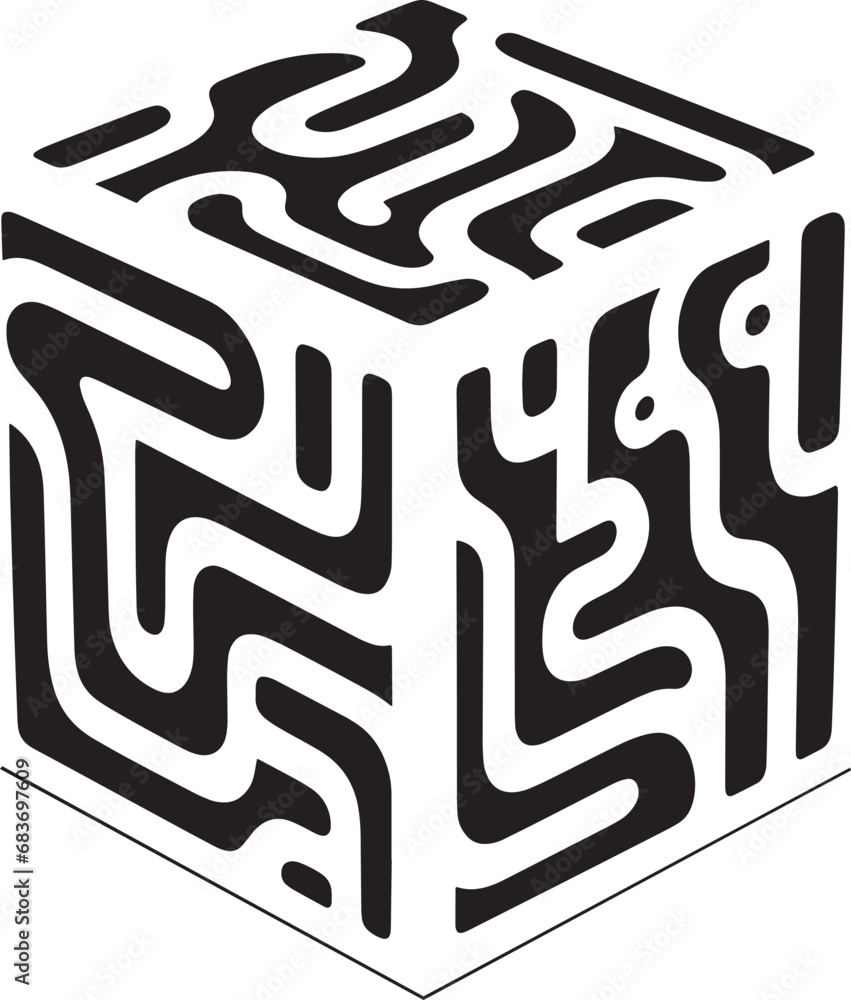 Poster Optical Illusion Maze Cube vector EPS10