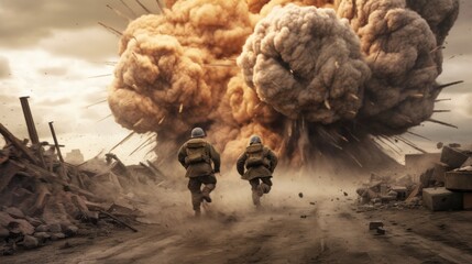 Bomb Attacke scene. Military Concept. War Concept. Battlefield.