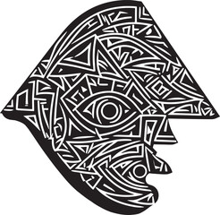 Fish Head with Geometric Patterns