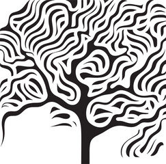 abstract tree pattern black and white