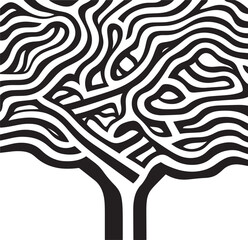 abstract tree pattern black and white