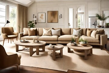 Craft an inviting Khaki Color Sofa image, emphasizing its warmth and versatility in a cozy setting. 