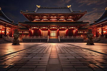 traditional chinese temple at night - Powered by Adobe