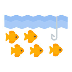 Casting Line Flat Multicolor Icon