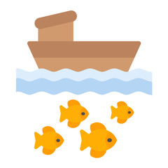 Fishing Boat Flat Multicolor Icon