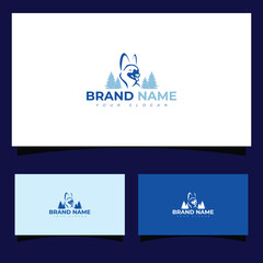 Vector minimalist dog logo line art badge icon logo template vector illustration design