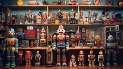 Fototapeta premium a group of figurines on a shelf
