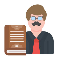 Professor Male Flat Multicolor Icon