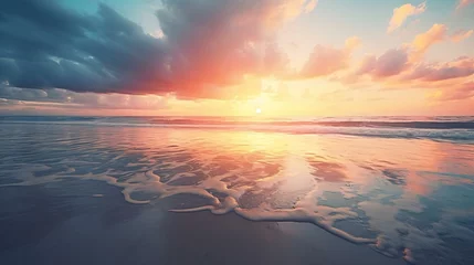 Foto op Plexiglas a beach with a sunset © KWY