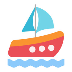 Sailing Boat Flat Multicolor Icon