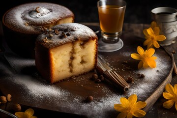 Fototapeta premium Bourbon Cake, a sophisticated dessert with a hint of bourbon's warmth. 