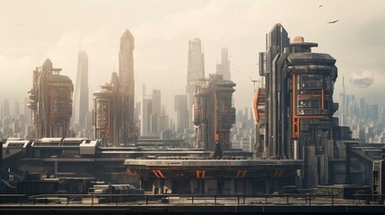 Obraz premium a city skyline with a train