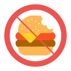 No Junk Food Flat Multicolor Icon