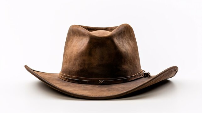a brown hat with a white background