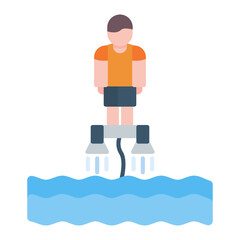 Flyboarding Flat Multicolor Icon