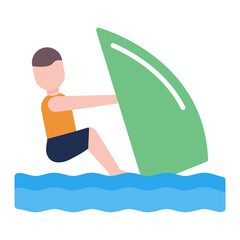 Windsurfing Flat Multicolor Icon