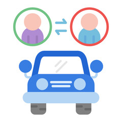 Carpool Flat Multicolor Icon