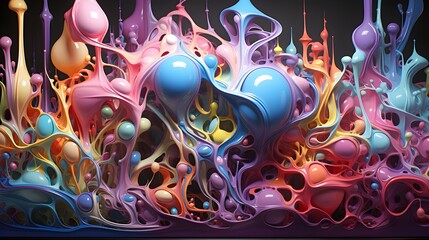 Abstract Colorful Liquid and Blob Shapes Fusion