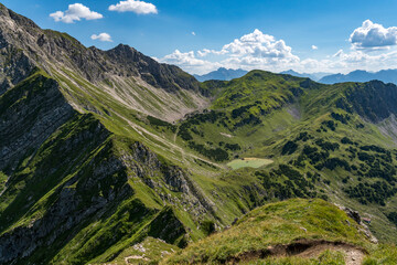 Mountain tour from Entschenkopf to Rubihorn and Gaisalpsee in the Allgau Alps near Reichenbach