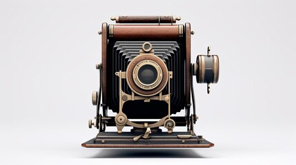 a vintage camera with a large lens