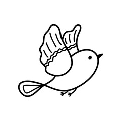 Hand drawn doodle bird, black line