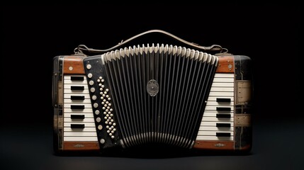 Photography of a solitary vintage accordion - obrazy, fototapety, plakaty