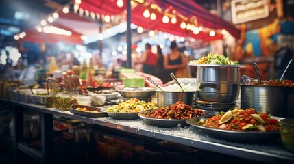 a buffet with food - obrazy, fototapety, plakaty