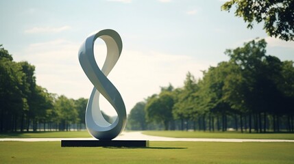 a large white sculpture in a park