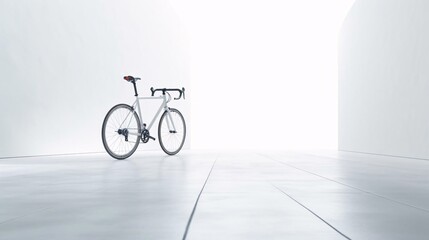 a bicycle parked in a room