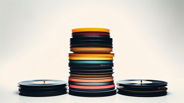a stack of vinyl records