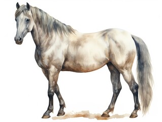Graceful Grey Horse Watercolor Illustration