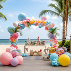 summer beach party with balloon decoration