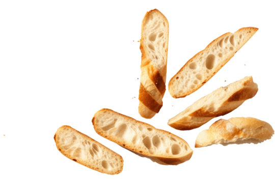 bunch of breads with white breads piled on top