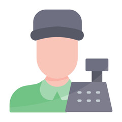 Cashier Male Flat Multicolor Icon