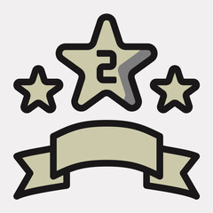 star badge medal award icon or logo illustration filled outline color style.