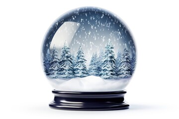 Fototapeta na wymiar A serene white background featuring a snow-filled glass globe
