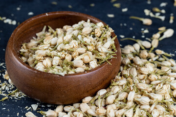 dried jasmine flowers and buds for adding to tea