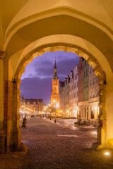 Naklejka premium Beautiful Gdansk at Night - Poland