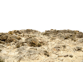 Terrain, sandy rocky land isolated on white