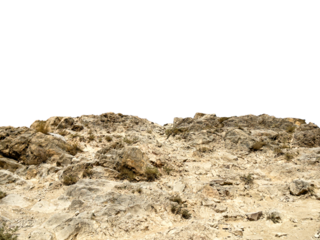 Terrain, sandy rocky land isolated on white