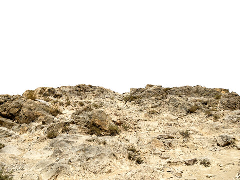Terrain, sandy rocky land isolated on white