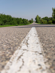 paved old road in the forest in summer