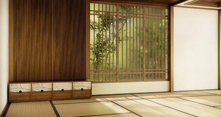Interior, Empty room and tatami mat floor room modern style.