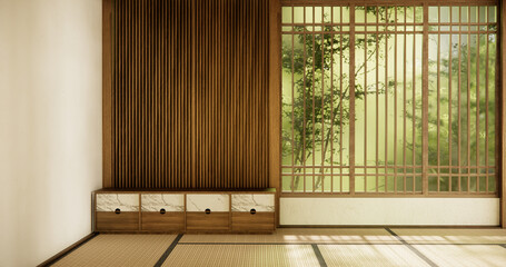 Interior, Empty room and tatami mat floor room modern style.